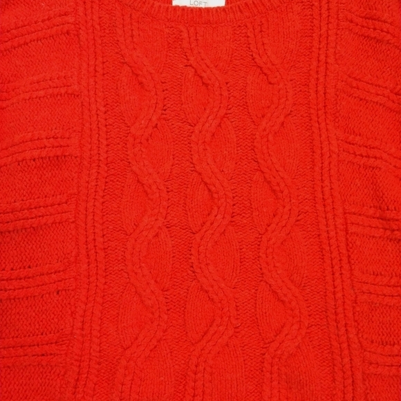 Loft Orange Wool Blend Cable Knit Sweater Sz M - Picture 6 of 8
